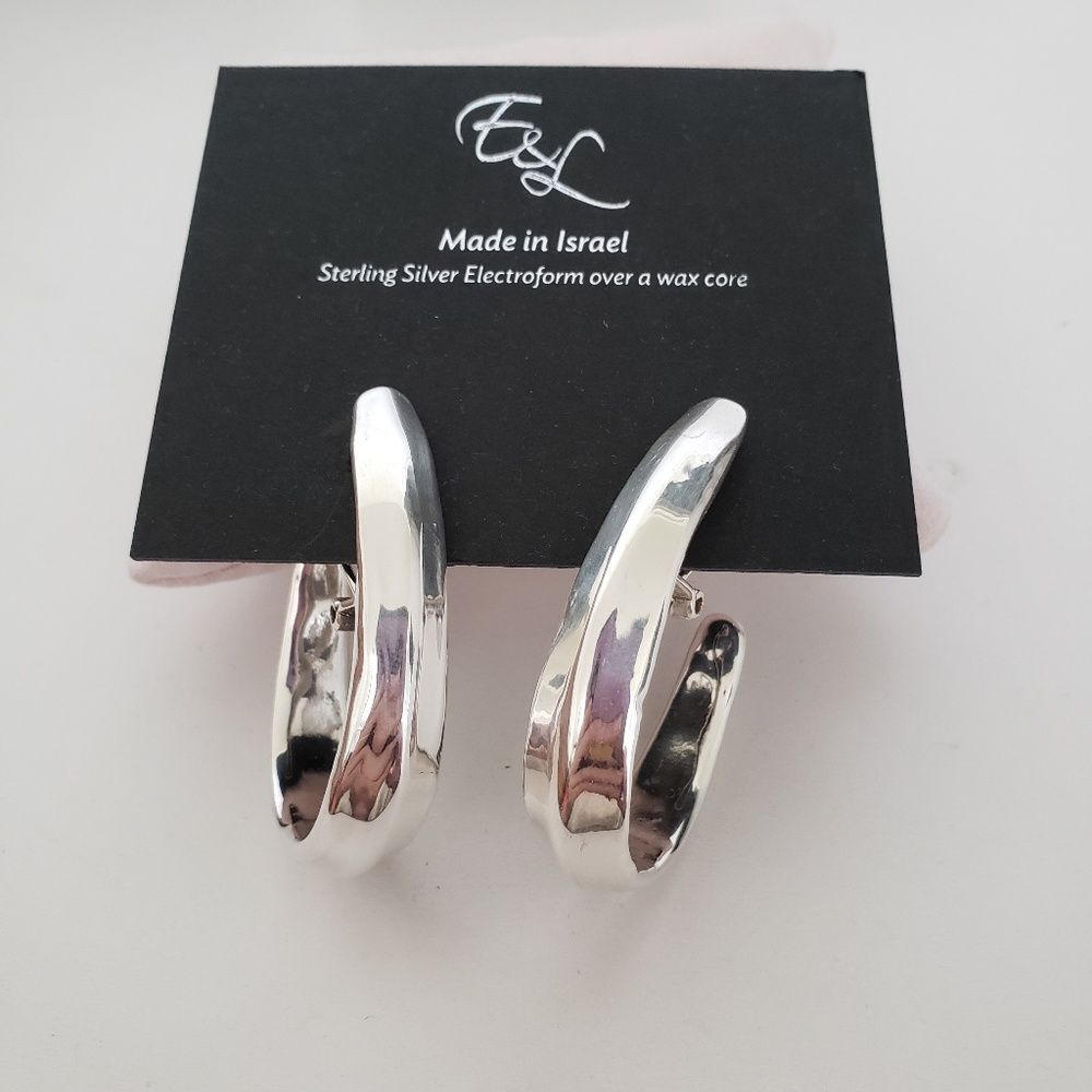E&L Israel Sterling Silver Electroform Drop Earrings